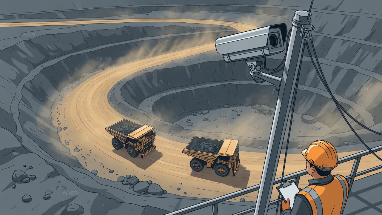 Industrial site camera view with detection challenges